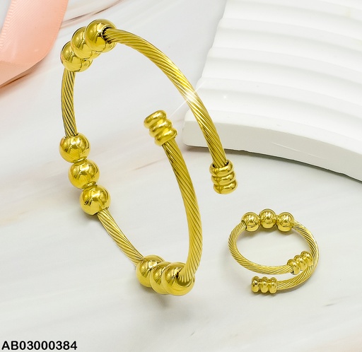 [AB03000384] BRAZALETE TORNEADO 3 PELOTITAS C/ANILLO 080680
