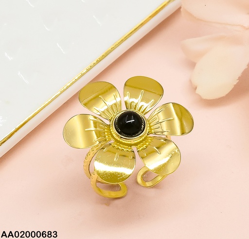 [AA02000683] ANILLO FLOR CENTRO PIEDRA NAT.RA076-131 AJUSTABLE