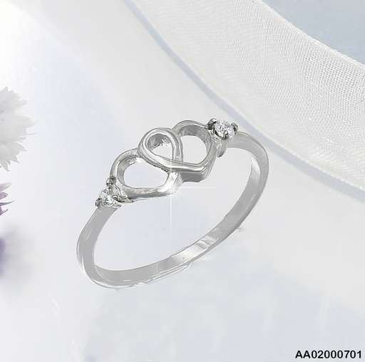 [AA02000701] ANILLO PLATEADO DOBLE CROQUI CORAZON 0803621
