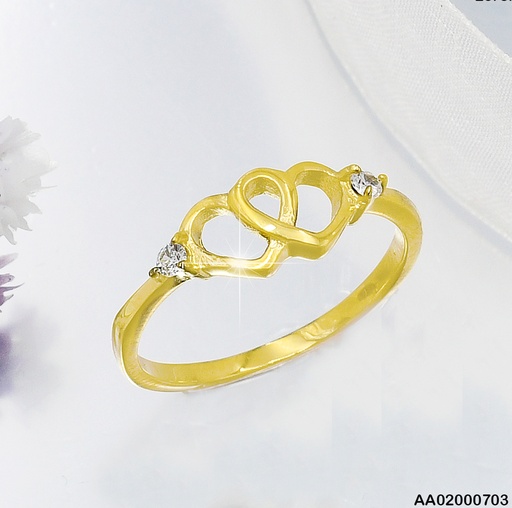[AA02000703] ANILLO DORADO DOBLE CROQUI CORAZON 0803622