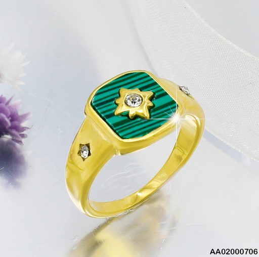 [AA02000706] ANILLO DOR. DE MESA VERDE ⭐ZIRCONIAS GER000199