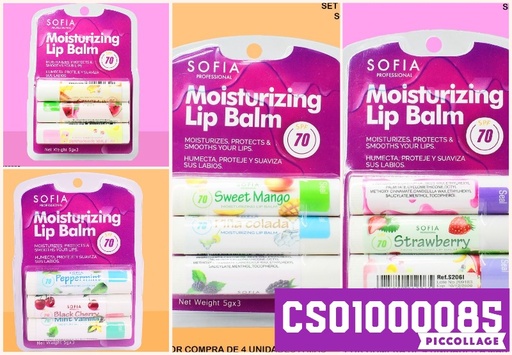 [CS01000085] PAQUETE BALSAMO LABIAL 3PCS SOFIA SG206B SURTD.