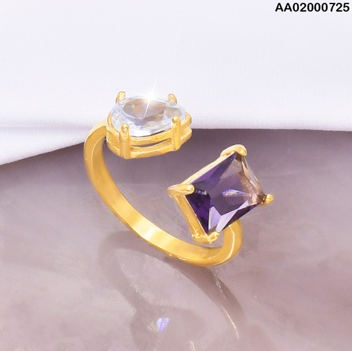 [AA02000725] ANILLO ZIRC. MORADA RECT./GOTA ZIRC. 000364-113