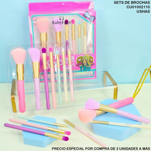 [CU01002110] SET DE BROCHAS 7 PCS BARBIE GIRL CH07SET RUBY FACE