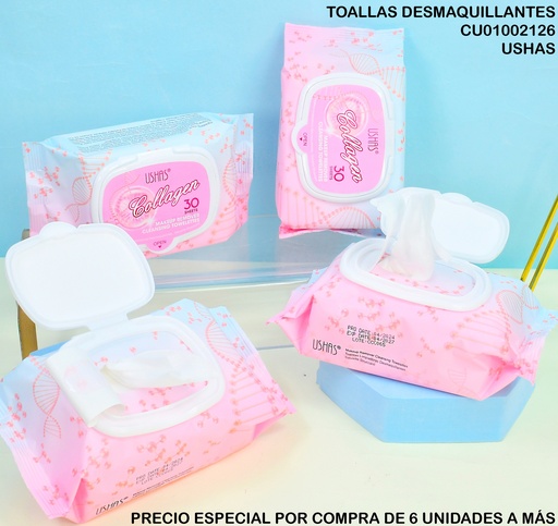 [CU01002126] PAQUETE 30 TOALLAS DESMAQUILLANTES COLLAGEN HA414