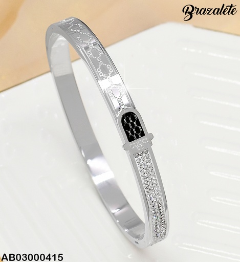 [AB03000415] BRAZALETE PLATD. FAJA ZIRC. GUCCI 080511-148