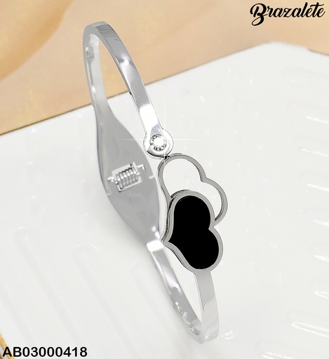 [AB03000418] BRAZALETE PLATD. DOS CORAZON NEGRO/CROQUI 081636-W171
