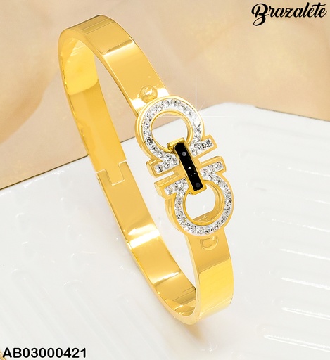 [AB03000421] BRAZALETE OO ZIRCONIAS BLANCO/NEGRO 080980-W43