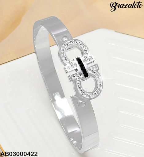 [AB03000422] BRAZALETE PLATD. OO ZIRCONIAS BLANCO/NEGRO 080981-W43