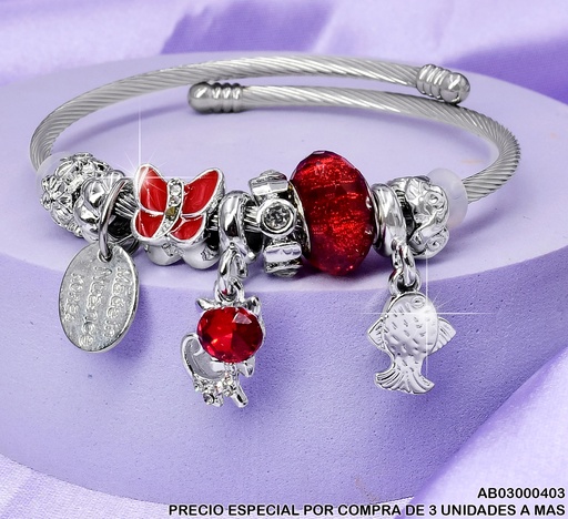 [AB03000403] BRAZALETE DETALLES DIJES: MARIPS./ESTRELL 004F1422/421/425-100