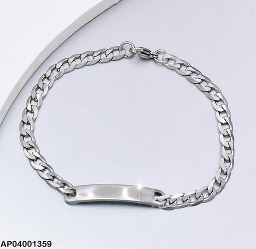 [AP04001359] PULSERA PLATEADA MARTILLADA PLACA 1.4NK 002F1461-86