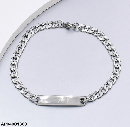 [AP04001360] PULSERA PLATEADA PLACA MARTILLADA 1.4NK 002F1452-86