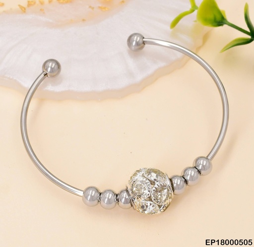 [EP18000505] PULSERA AJUSTABLE PLATEADA PELOTAS/ZIRCONIAS 004T5102