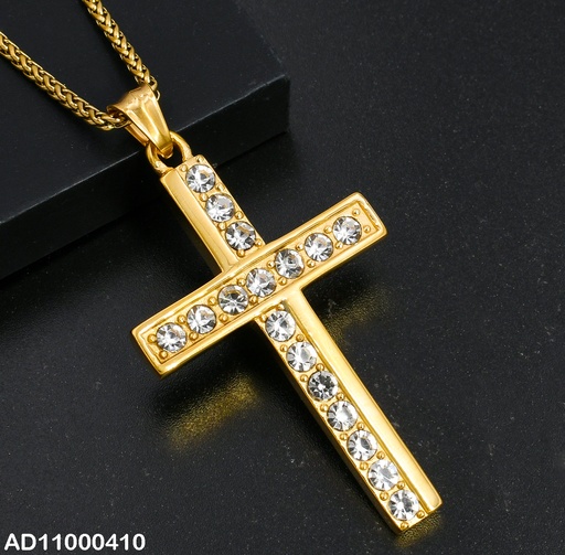[AD11000410] DIJE DORADO CRUZ C/ZIRC.LINEA LISA 080664-106T