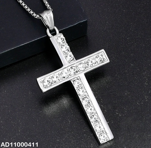 [AD11000411] DIJE PLATEADO CRUZ C/ZIRC.LINEA LISA 080689-106T