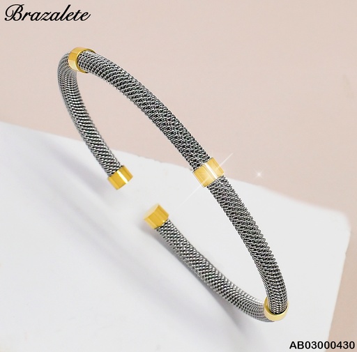 [AB03000430] BRAZALETE PLATD. ENTRELAZADO TRES LINEAS DORADAS 080431-112