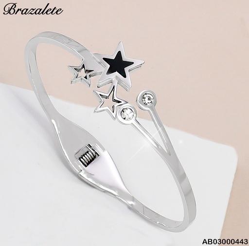 [AB03000443] BRAZALETE PLATD. ESTRELLAS ZIRCONIAS 081638-W171