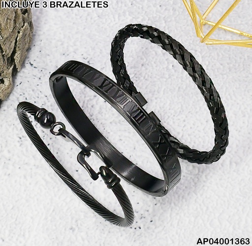 [AP04001363] PULSERAS(3) VARON NEGRAS TORSAL/BRAZ/TORNEADA SA442-196