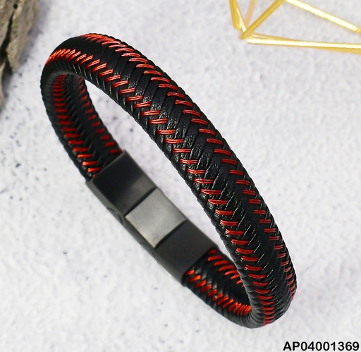 [AP04001369] PULSERA ENTRELAZADA NEGRO/ROJO 081682-W167