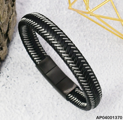 [AP04001370] PULSERA ENTRELAZADA NEGRO/BLANCO 081683-W167