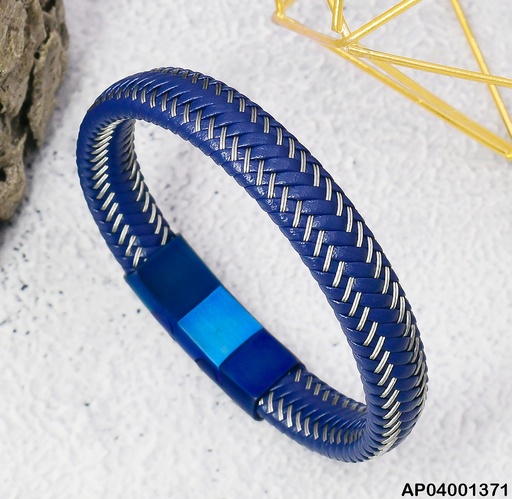 [AP04001371] PULSERA ENTRELZADA AZUL/PLATD. 081684-W167