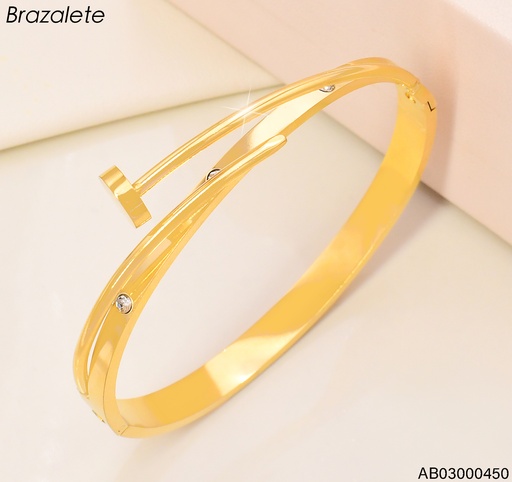 [AB03000450] BRAZALETE DORADO CLAVO CIRCULAR C/3 ZIRC.081047/BA2343