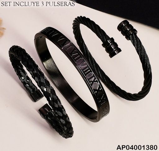 [AP04001380] PULSERAS (3) VARON NEGRASTORN/TRENZ/BRAZ SA439-196