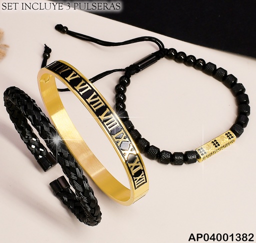 [AP04001382] PULSERAS (3) VARON BRAZ NO.ROM/⚫/TRENZ SA448-208