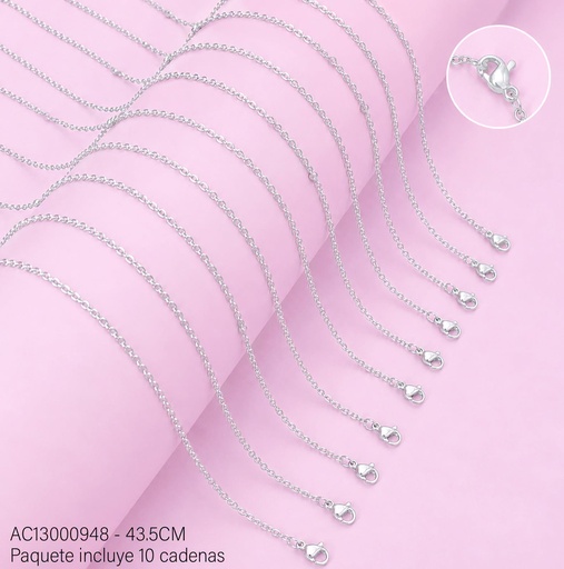 [AC13000948] PAQ.10 CADENAS PLATEADAS TRADICIONALES 0.3NK P7525 43.50CM