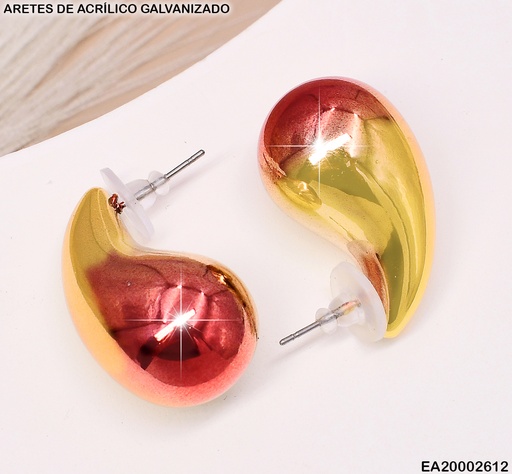 [EA20002612] ARETES GALVANIZADOS(CCB)GOTA DOR/ROJO EE627-215