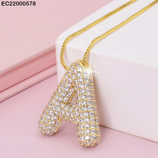 [EC22000578] CADENA FINA DIJE LETRA"A"CON ZIRCONIAS  CE081-217
