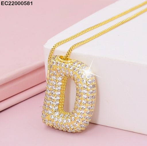 [EC22000581] CADENA FINA DIJE LETRA"D"CON ZIRCONIAS  CE084-217