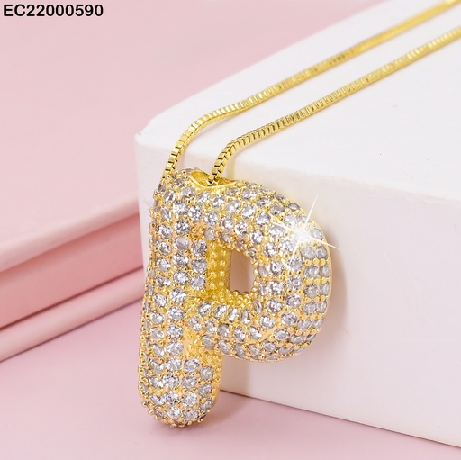 [EC22000590] CADENA FINA DIJE LETRA"P"CON ZIRCONIAS  CE093-217
