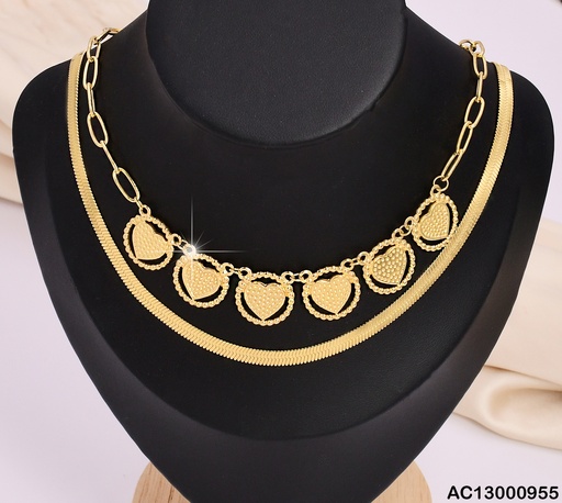 [AC13000955] CADENA DOBLE SERPIENTE/ESLAB.C/PLACAS💛EN CIRC.CA308-45