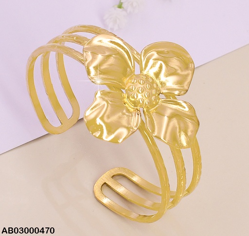 [AB03000470] BRAZALETE DOR. 3 LINEAS HORIZONTALES / FLOR CENTRO BA119-131