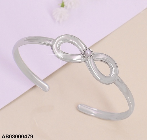 [AB03000479] BRAZALETE COL. PLAT. / INFINITO PERLA CENTRO BA118-131