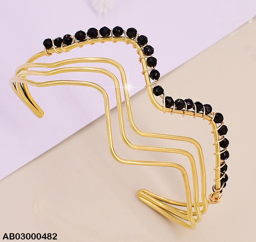[AB03000482] BRAZALETE ONDULADO 4 LINEAS / PERLAS PART. SUPERIOR  BA111-131