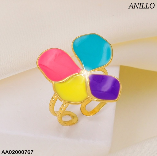 [AA02000767] ANILLO FLOR 4 PETALOS / COL. SURT. RA134-131