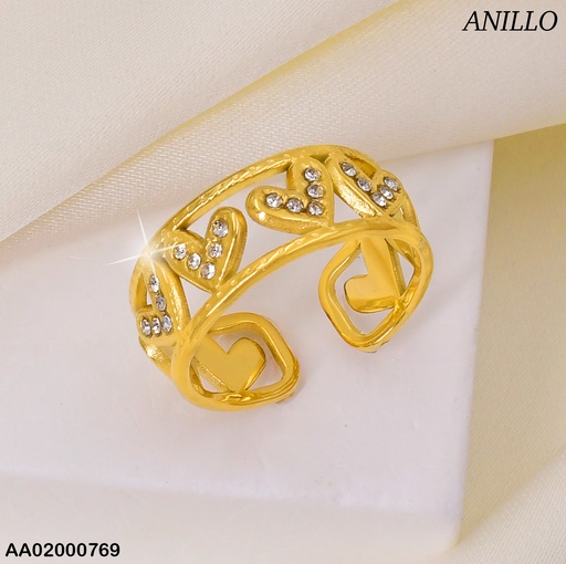 [AA02000769] ANILLOS DOR. / CORAZONES / ZIRC.COL. SURT. RA136-131