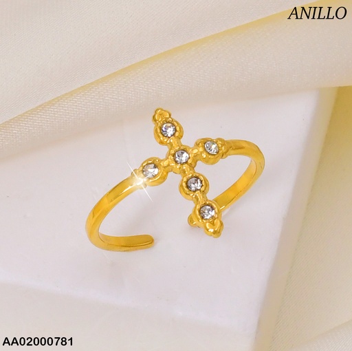 [AA02000781] ANILLO AJUSTABLE DOR.  CRUZ / ZIRC. RA156-131