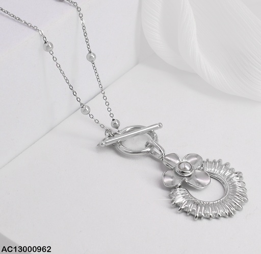 [AC13000962] CADENA PLAT. CIERRE TIFFANY,DIJE GUIRNALDA C/FLOR CA218-131