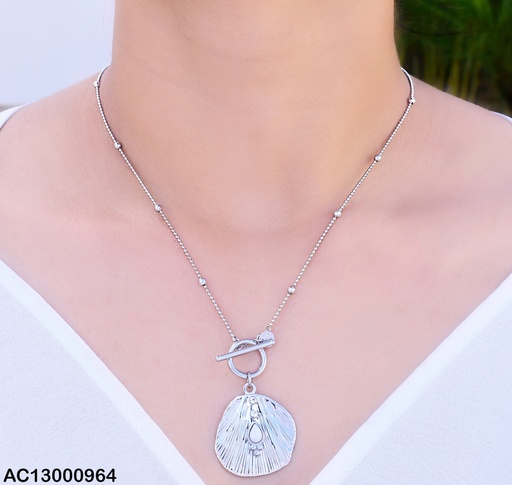 [AC13000964] CADENA PLAT. DIJE OVALO RAYAS VERT. / ZIRC. CENTRO CA228-131