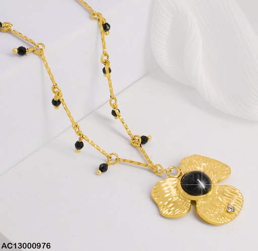 [AC13000976] CADENA C/CRISTALES GOLGANTES,DIJE FLOR 3 PET.CA241-131