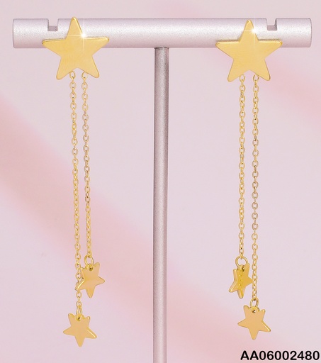 [AA06002480] ARETES DOR. ESTRELLA / CADENA 2 ESTRELLAS COLGANTES EA441-131