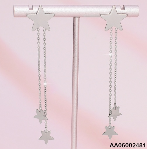 [AA06002481] ARETES PLAT. ESTRELLA / CADENA 2 ESTRELLAS COLGANTES EA442-131