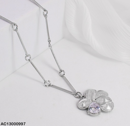 [AC13000997] CADENA PLAT. O-O FLOR 1 PETALO ZIRC.GOTA CA294-131