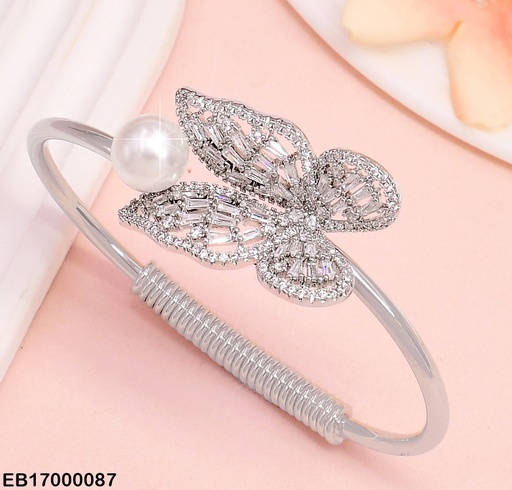 [EB17000087] BRAZALETE PLATEADO MARIPOSA & PERLA CENTRO BE088-9