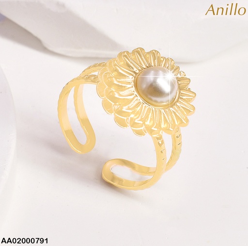 [AA02000791] ANILLO DOR. SOL/PERLA CENTRO RA064-131