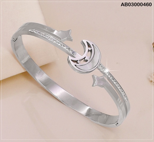 [AB03000460] BRAZALETE PLAT. LUNA/ ESTRELLAS /  ZIRC. VD080467-188
