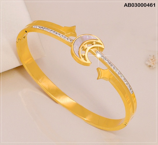 [AB03000461] BRAZALETE  DOR. /  LUNA/ESTRELLAS/ZIRC. VD080468-188